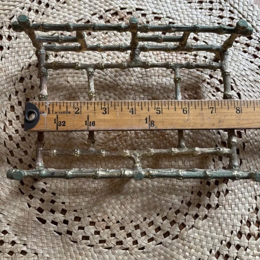 Vintage gold colored bamboo style napkin or mail holder..